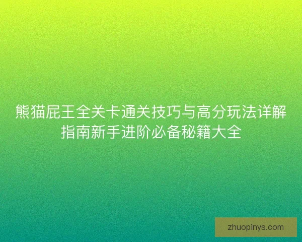 熊猫屁王全关卡通关技巧与高分玩法详解指南新手进阶必备秘籍大全